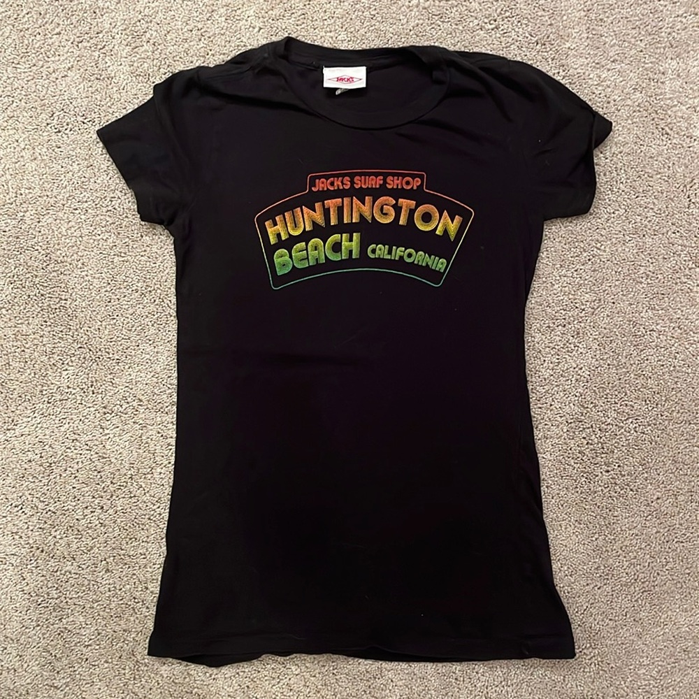 Colorful Rainbow Jack’s Surf Shop Huntington Beach California T-Shirt Top Small